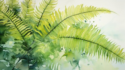 Artful Watercolor Fern Leaf Fronds: Detailed and Graceful AI Generated