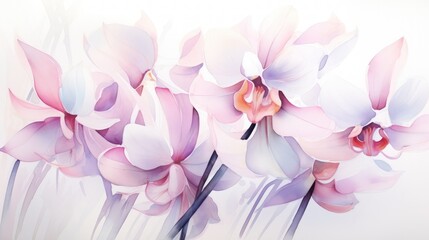 Soft and Delicate Watercolor Orchid Petals in the Light AI Generated
