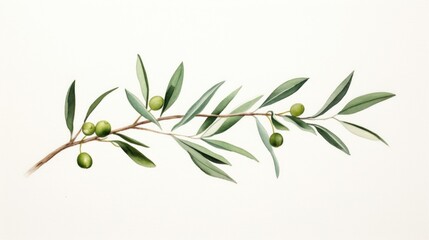 Olive branch with green olives isolated on white background. Watercolor illustration Generative AI - obrazy, fototapety, plakaty