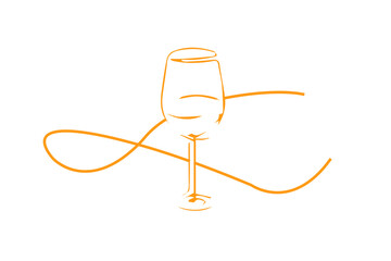 Continuous line drawing of champagne wine glass art vector style. Concept of celebration