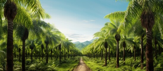 Oil plantation made from palm trees.