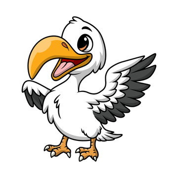 Cute stork cartoon on white background