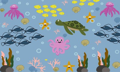 seamless pattern with fishes