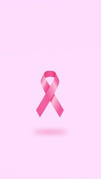 Pink Awareness Ribbon for breast cancer campaign 3D Animation for vertical display