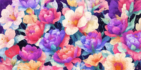 Beautiful abstract floral peony flower illustration