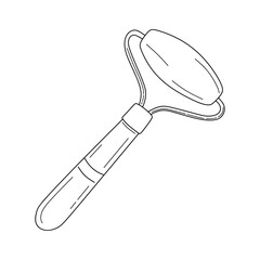Facial massager hand drawn sketch style. Quartz facial roller massager in doodle style for skincare isolated on white background. Skin care facial massage and relaxation concept. Vector illustration