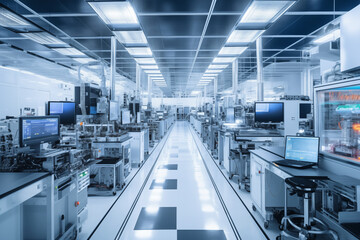 Computer chip microprocessor production factory 
