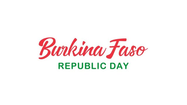 Burkina Faso Republic Day Text Animation. Great for Burkina Faso Republic Day Celebrations, lettering with alpha or transparent background, for banner, social media feed wallpaper stories
