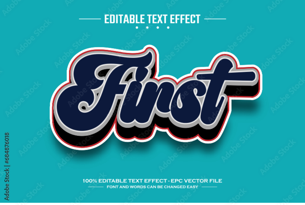 Poster first 3d editable text effect template