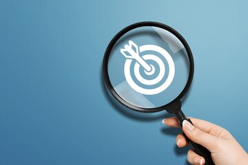 Magnifier glass and target icon, planning development