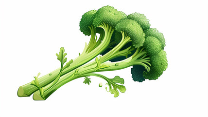 green broccoli illustration on a white background for children - obrazy, fototapety, plakaty