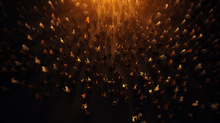 crowd of people top view, abstract, background texture full screen silhouettes of a group of people population - obrazy, fototapety, plakaty