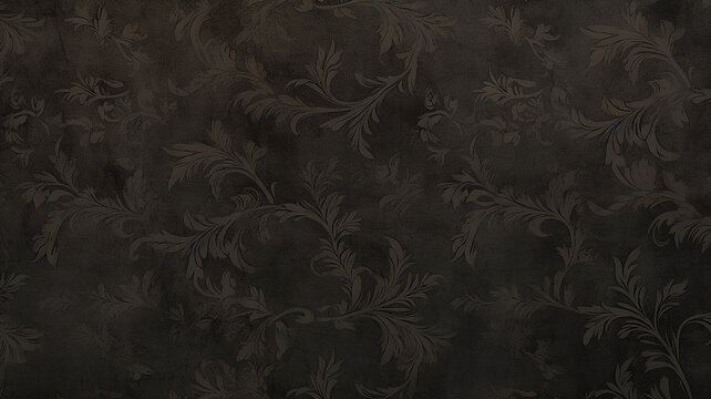 Fototapeta black background, wall with vintage floral ornament on wallpaper