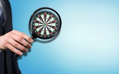 Magnifier glass and target icon, planning development