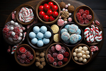 A table topped with lots of different types of candies