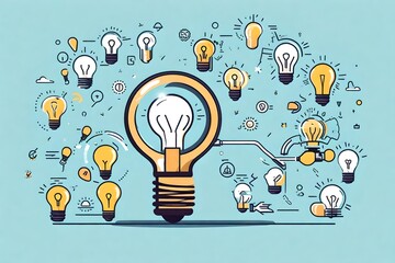 Quick tips for smart creative. light bulb and idea checking icon inside magnifier glass, working Creativity, Creative for new innovation with energy and power, growth and success developmen