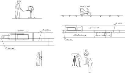 Vector sketch illustration design of initial working method of road works