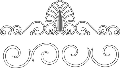 Vector sketch illustration of classic wrought iron design decoration full of vintage ornaments