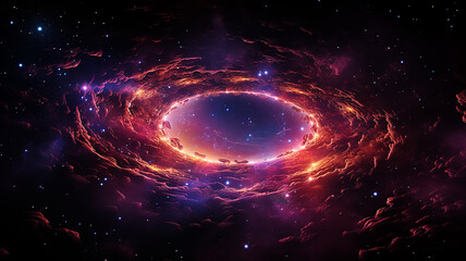 black hole, illustration of a multicolored singularity in outer space abstract fictional bright cosmic background