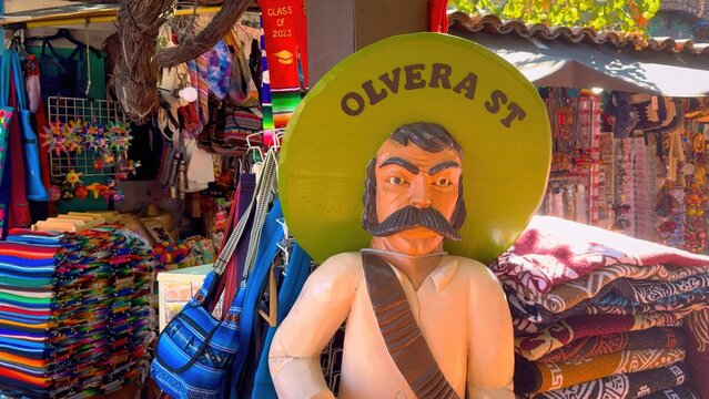 Olvera Street in the Spanish Mexican district of Los Angeles - LOS ANGELES, USA - NOVEMBER 5, 2023