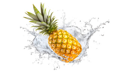 pineapple juice, whole pineapple, white background