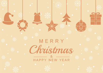 Fototapeta premium Christmas greeting cards with various icons such as hats, bells, trees, snow, stars gifts, balls. vector design for poster, banner, social media, web.