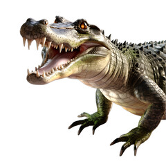 common gator, Wildlife crocodile, Large alligator, white background
