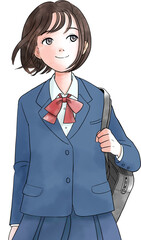 制服姿の女の子のイラスト