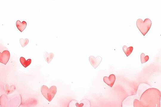 Background Colorful hand-drawn watercolor paints pink hearts. Valentine's Day, Birthday, Happy Woman Day, Mother's Day. Holiday heart texture for poster and banner