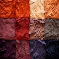 Pantone de colores representado con diferentes telas generado por ia
