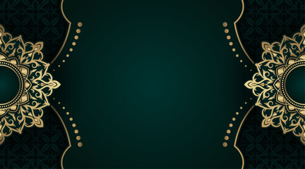 Green luxury background with mandala ornament