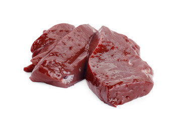 Cut raw beef liver isolated on white