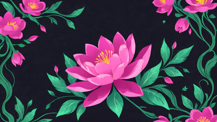 Colorful Floral Background. Pink Flower. Yellow Flower. Beautiful Flower Background