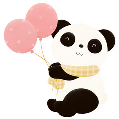 Fototapeta premium Adorable Panda Party, Birthday, Happy New Year, Merry Christmas 