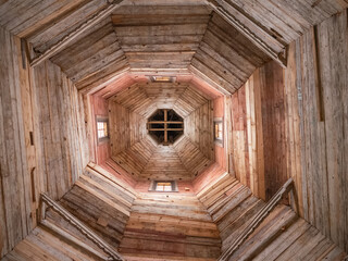 wooden interior of St. George's Church in Chernihiv