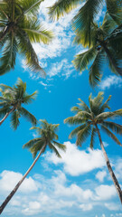 palm trees on the on the sky on the beach