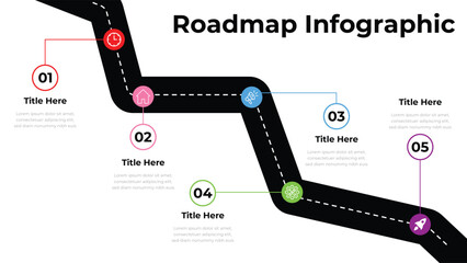 Road map and route infographic isolated.