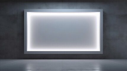 Obraz premium Empty frame hang on the wall with lamp in minimalist gallery