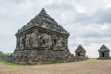 Fototapeta na wymiar Ijo Temple or Candi Ijo is a Hindu temple located around 18 kilometers east from Yogyakarta, Indonesia. The temple was built between 10th to 11th century CE during the Mataram Kingdom.