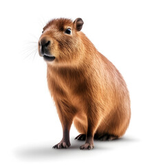 Capybara isolated, Hydrochaeris hydrochaeris,