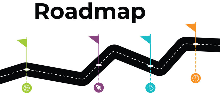 Road map and route infographic isolated.