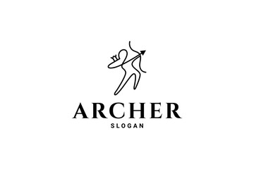 Archer Icon Design Logo Vector Template, simple outline archery logo design, minimalist logo, sports logo vector template