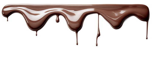 chocolate streams isolated on transparent background, png. pouring chocolate dripping from cake top