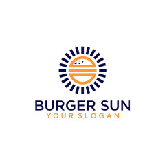 Fototapeta premium burger logo design with sun