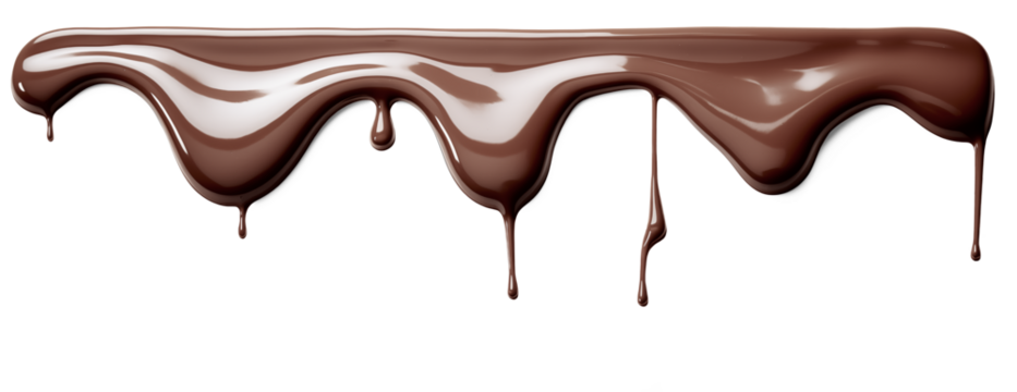 chocolate streams isolated on transparent background, png. pouring chocolate dripping from cake top