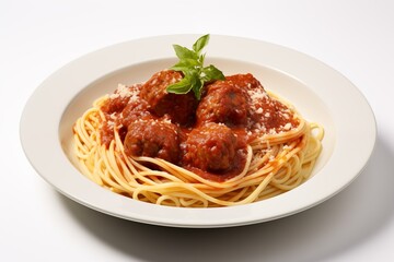 Traditional Italian spaghetti with meatballs
