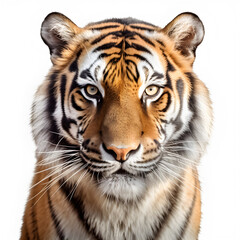 tiger white background, portrait tiger