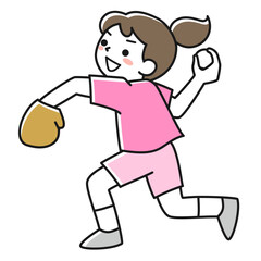 野球のボールを投げる女の子