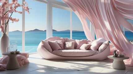 海が見える風が吹く部屋