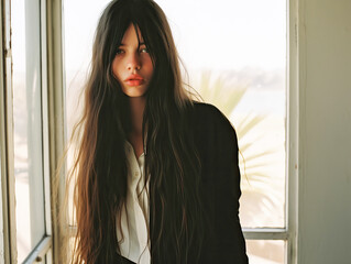 Fototapeta premium Attractive long haired young woman